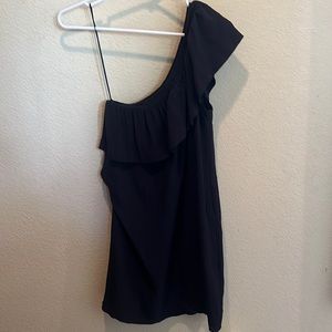 Madewell - Black one shoulder dress with pockets - Size 0